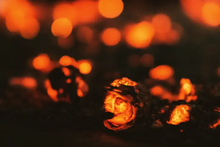 Out-of-focus points of warm light in the dark